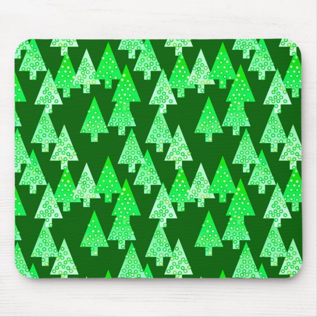 Modern flower Christmas trees - pine green Mouse Pad (Front)