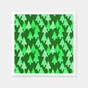 Modern flower Christmas trees - pine green Napkin