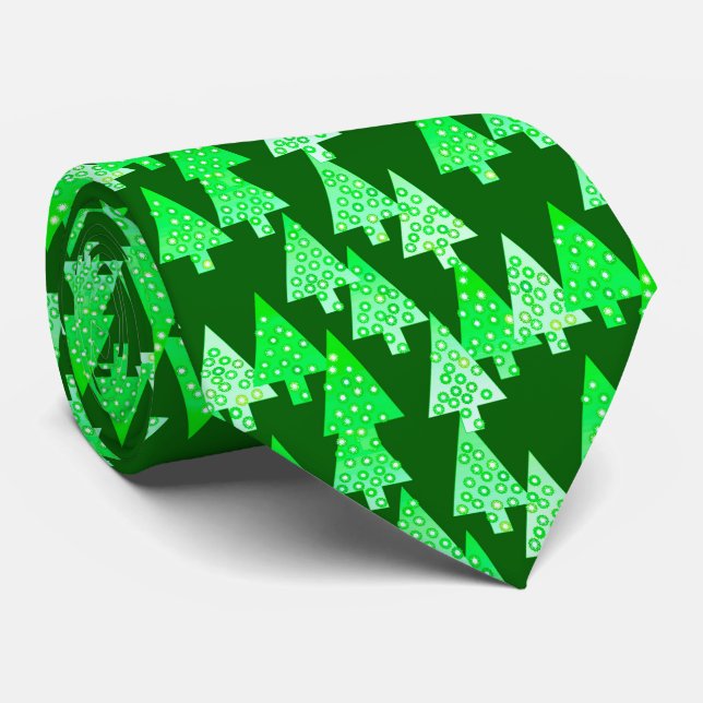 Modern flower Christmas trees - pine green Tie (Rolled)