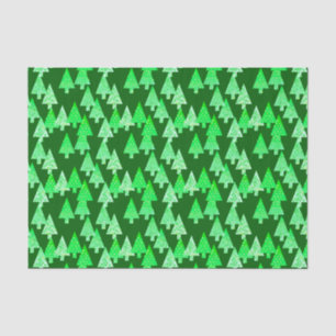 Modern flower Christmas trees - pine green Tissue Paper