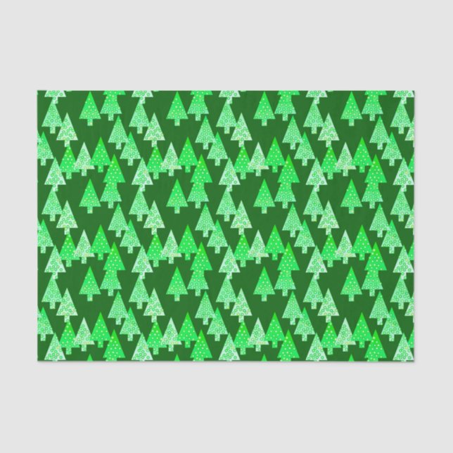 Modern flower Christmas trees - pine green Tissue Paper (Front)