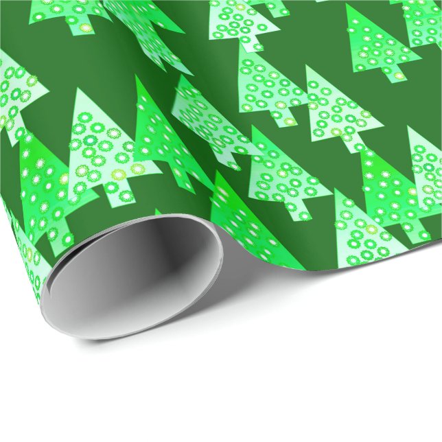 Modern flower Christmas trees - pine green Wrapping Paper (Roll Corner)