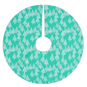 Modern flower Christmas trees - seafoam green Brushed Polyester Tree Skirt