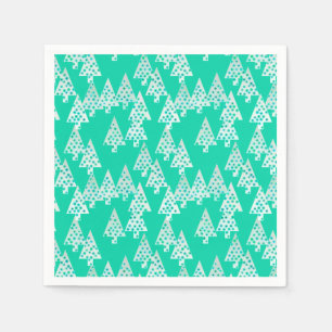 Modern flower Christmas trees - seafoam green Napkin