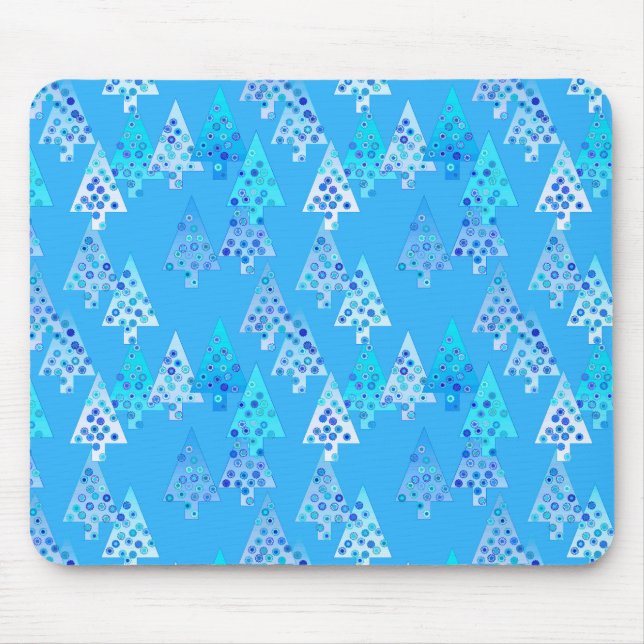 Modern flower Christmas trees - sky blue Mouse Pad (Front)