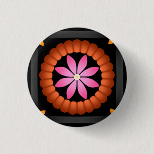 Modern Flower design on black background 3 Cm Round Badge