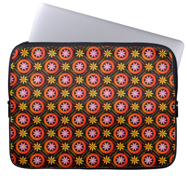 Modern Flower design on black background  Laptop Sleeve (Front)