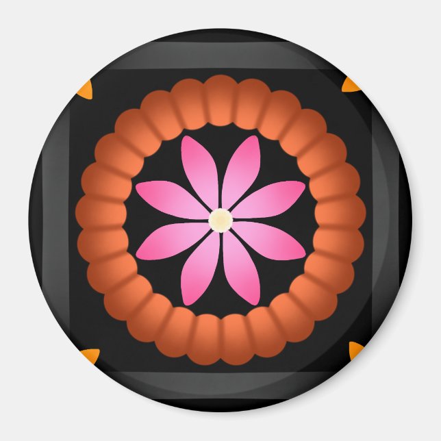 Modern Flower design on black background  Magnet (Front)