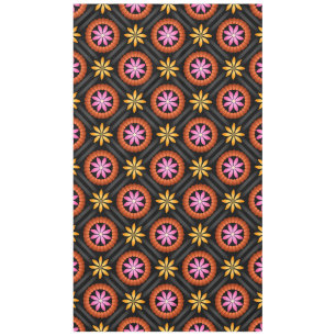 Modern Flower design on black background Tablecloth