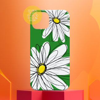 Modern Flower Drawing - green yellow iPhone 16 Case