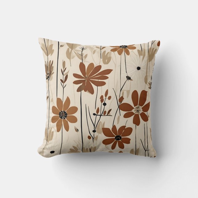 Modern Flower Earth Tone Cushion (Front)