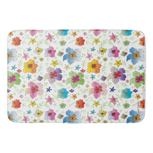 Modern Flower Floral Pattern Colourful Art Bath Mat