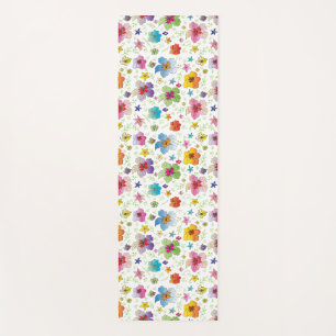 Modern Flower Floral Pattern Colourful Yoga Mat