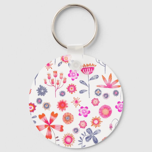 Modern Flower Garden Key Ring (Front)