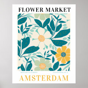 Modern Flower Market Amsterdam Flowers botanical Poster