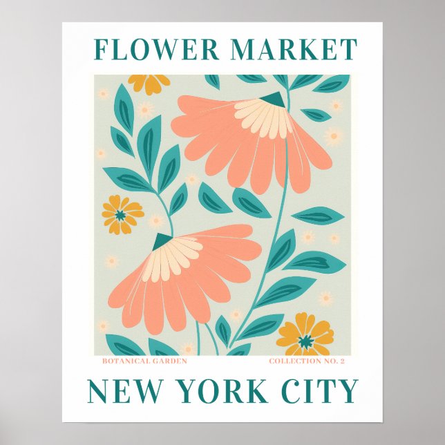 Modern Flower Market New york Flowers botanical Poster (Front)