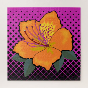 Modern Flower on Geometric Shape Jigsaw Puzzle