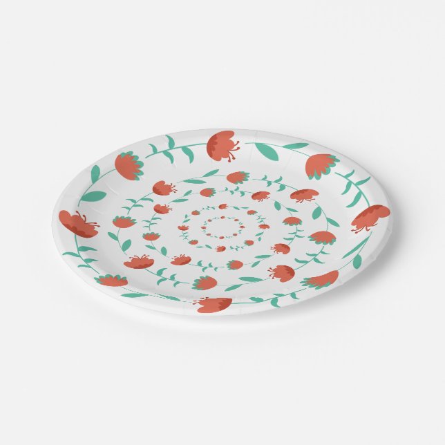 Modern Flower Pattern-Paper Plates (Angled)