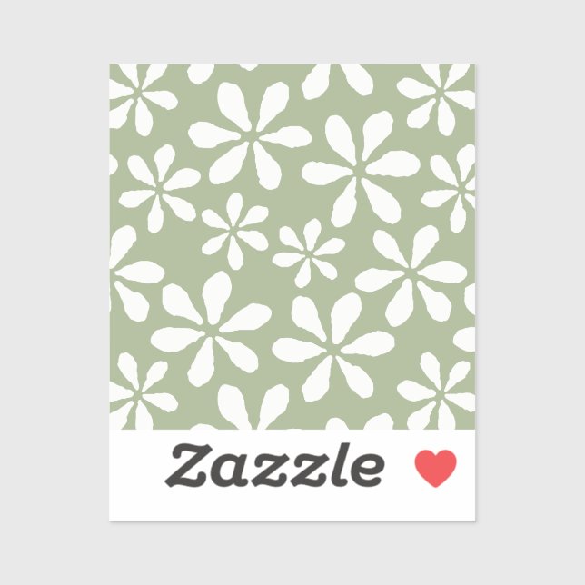 Modern Flower Pattern Sage Green Chic Girly Floral (Sheet)