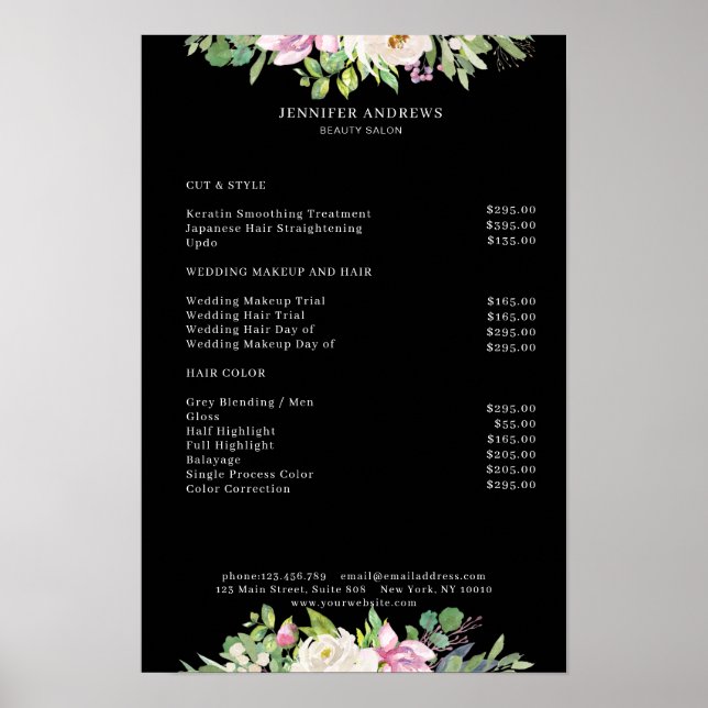 Modern Flower Price List Poster (Front)