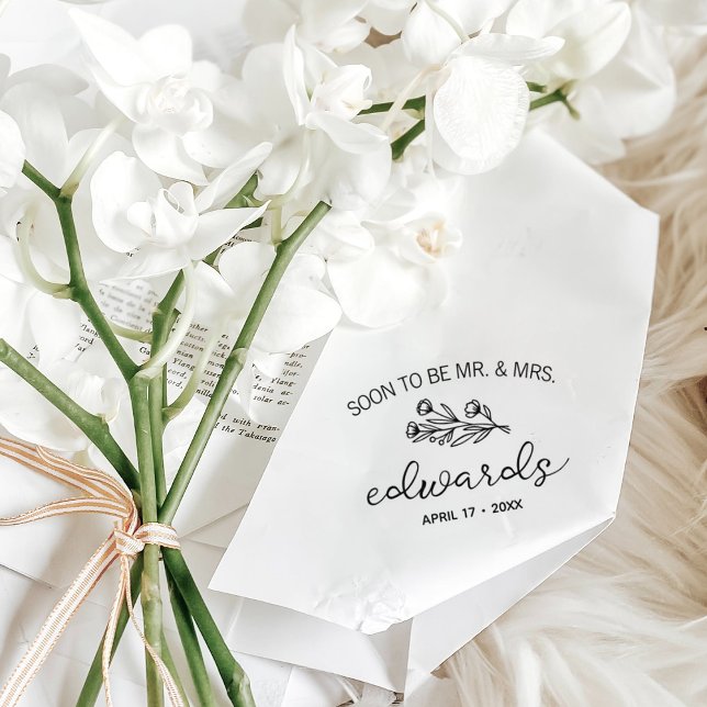 Modern Flower Save the Date  Rubber Stamp (Creator Uploaded)