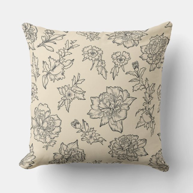 Modern Flower Throw Pillow B (Front)