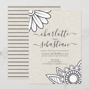 Modern Flower Typography Style Wedding Invitation