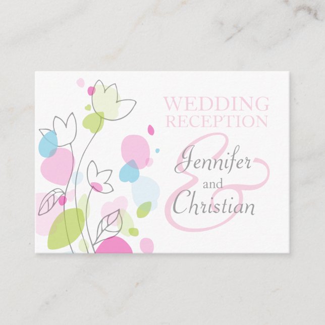 Modern flower wedding purple info enclosure card (Front)