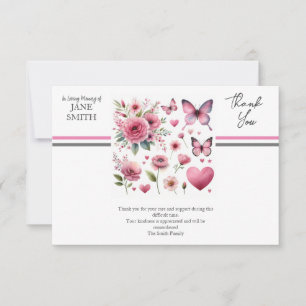 Modern Flowers and Butterflies Funeral Thank You Card