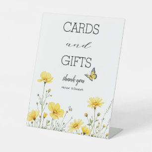 Modern Flowers and Butterfly Wedding Cards & Gifts Pedestal Sign