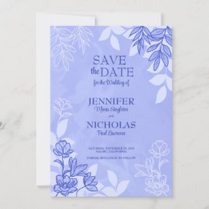 Modern Flowers And Leaves Ornaments for Wedding In Invitation