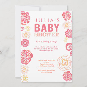 Modern Flowers Baby Shower Invite