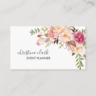 Modern Flowers Boho Floral Custom Personalized Business Card
