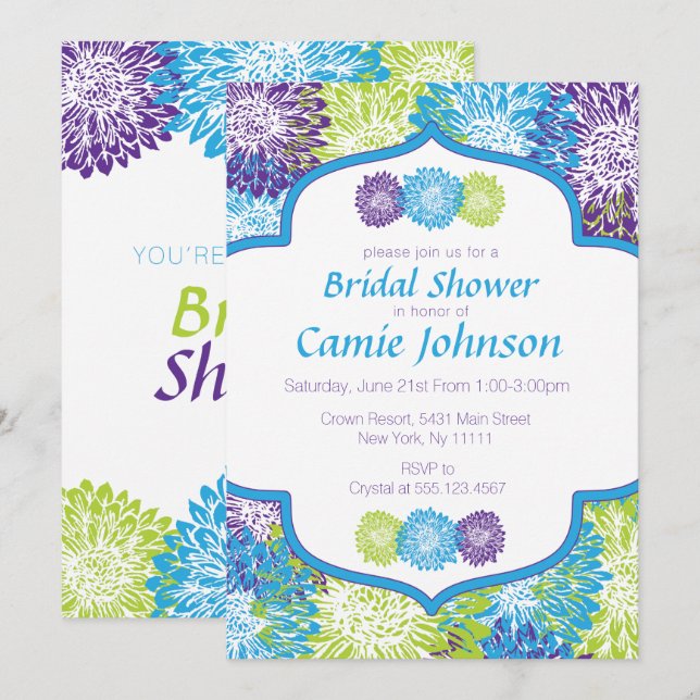 Modern, Flowers Bridal Shower Invitations (Front/Back)