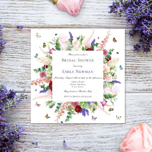 Modern Flowers & Butterflies Bridal Shower Invitation