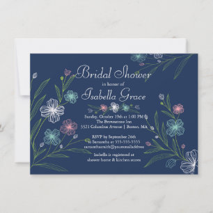 Modern Flowers floral Bridal Shower Invitations