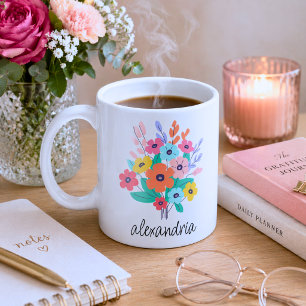 Modern Flowers Monogram  Coffee Mug
