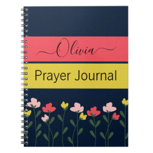 Modern Flowers Navy Blue Prayer Journal
