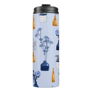 Modern Flowers Vase Vintage Monotone Thermal Tumbler