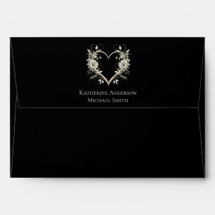 Modern Flowers with a Heart Wedding Envelope