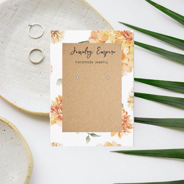 Modern Flowers Yellow & Kraft Earning Holder Business Card (Creator Uploaded)