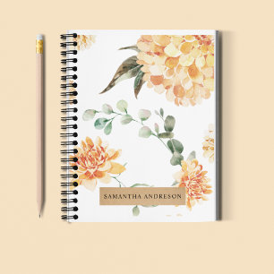 Modern Flowers Yellow & Kraft Personalised Gift Notebook
