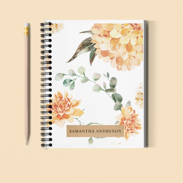 Modern Flowers Yellow & Kraft Personalised Gift Notebook (Creator Uploaded)
