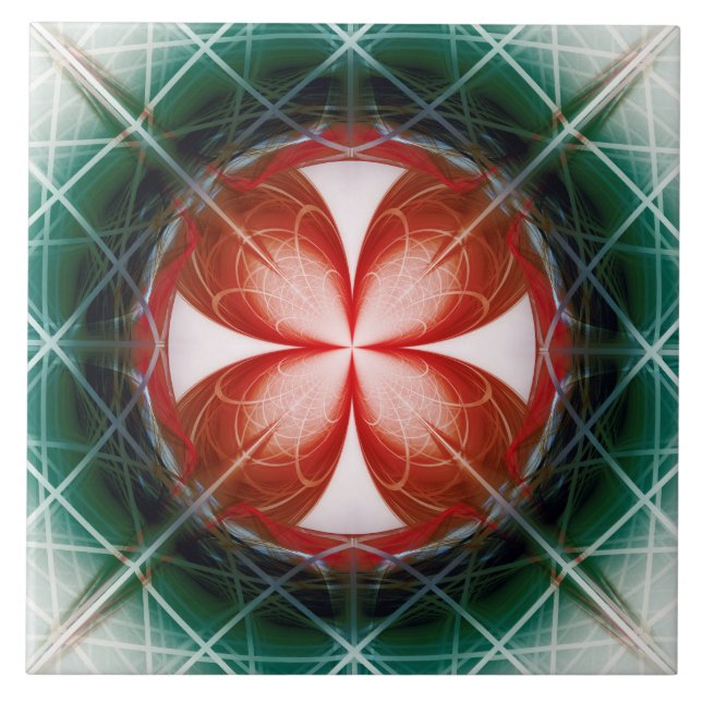 Modern flowery ornament ceramic tile (Front)