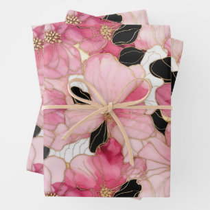 Modern Fluid Watercolor Pink Splash Wrapping Paper Sheet