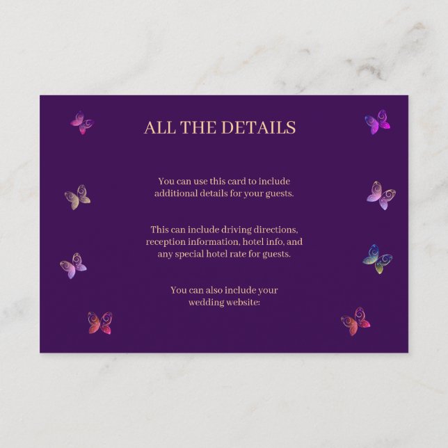 modern flying butterflies heart  enclosure card (Back)