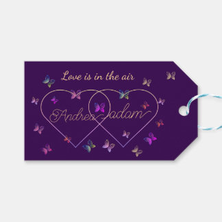 modern flying butterflies heart gift tags