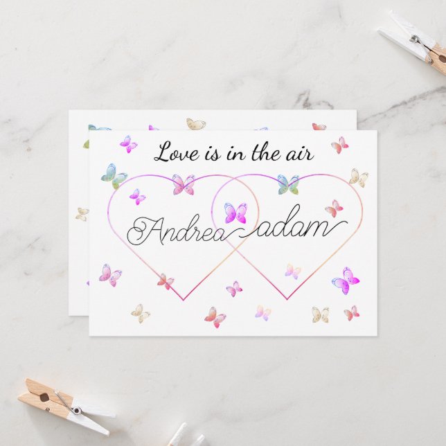 modern flying butterflies heart invitation (Front/Back In Situ)