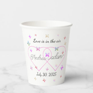modern flying butterflies heart paper cups