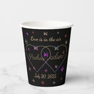 modern flying butterflies heart paper cups